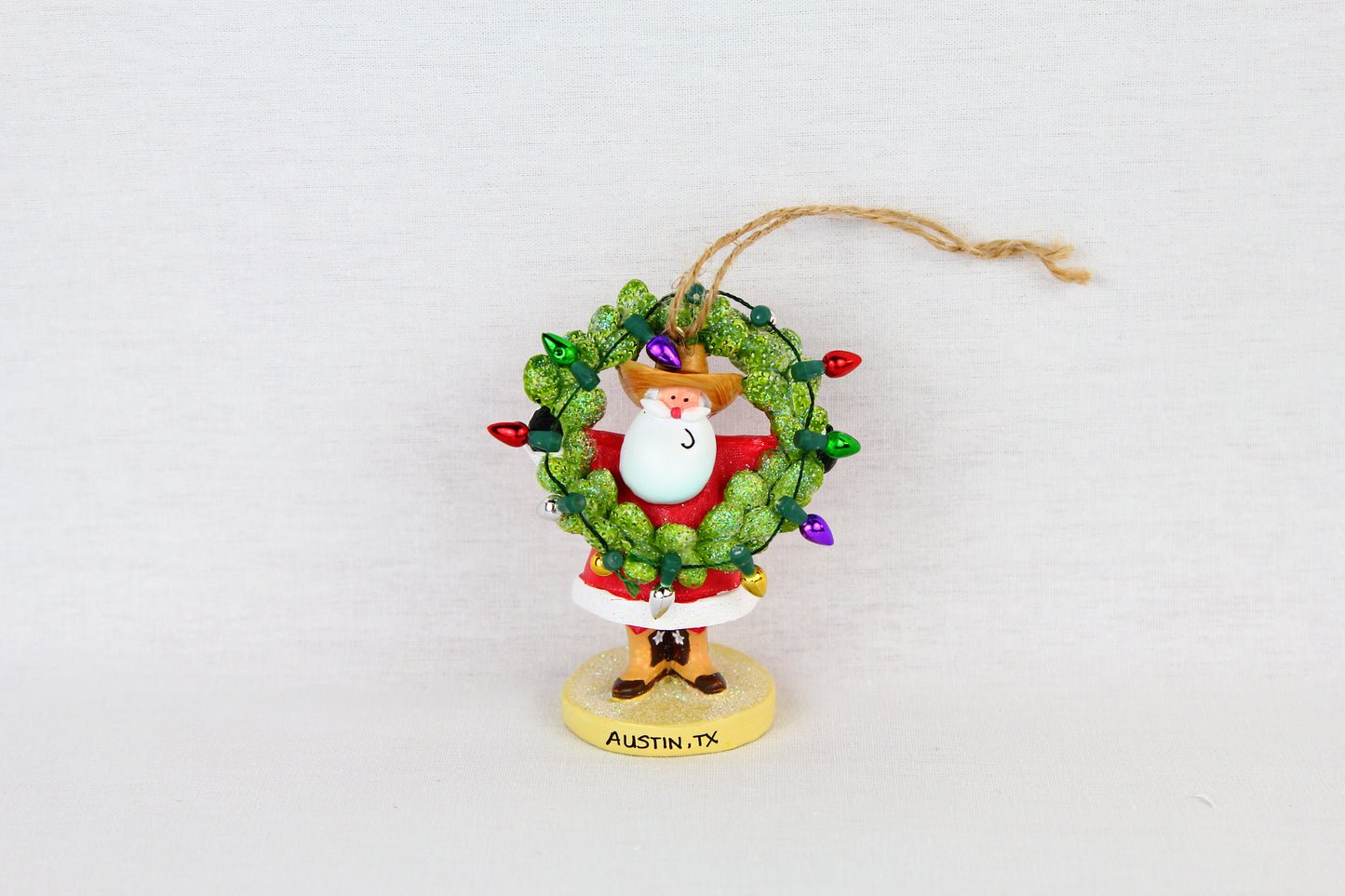 Santa with Prickly Pear Wreath Ornament