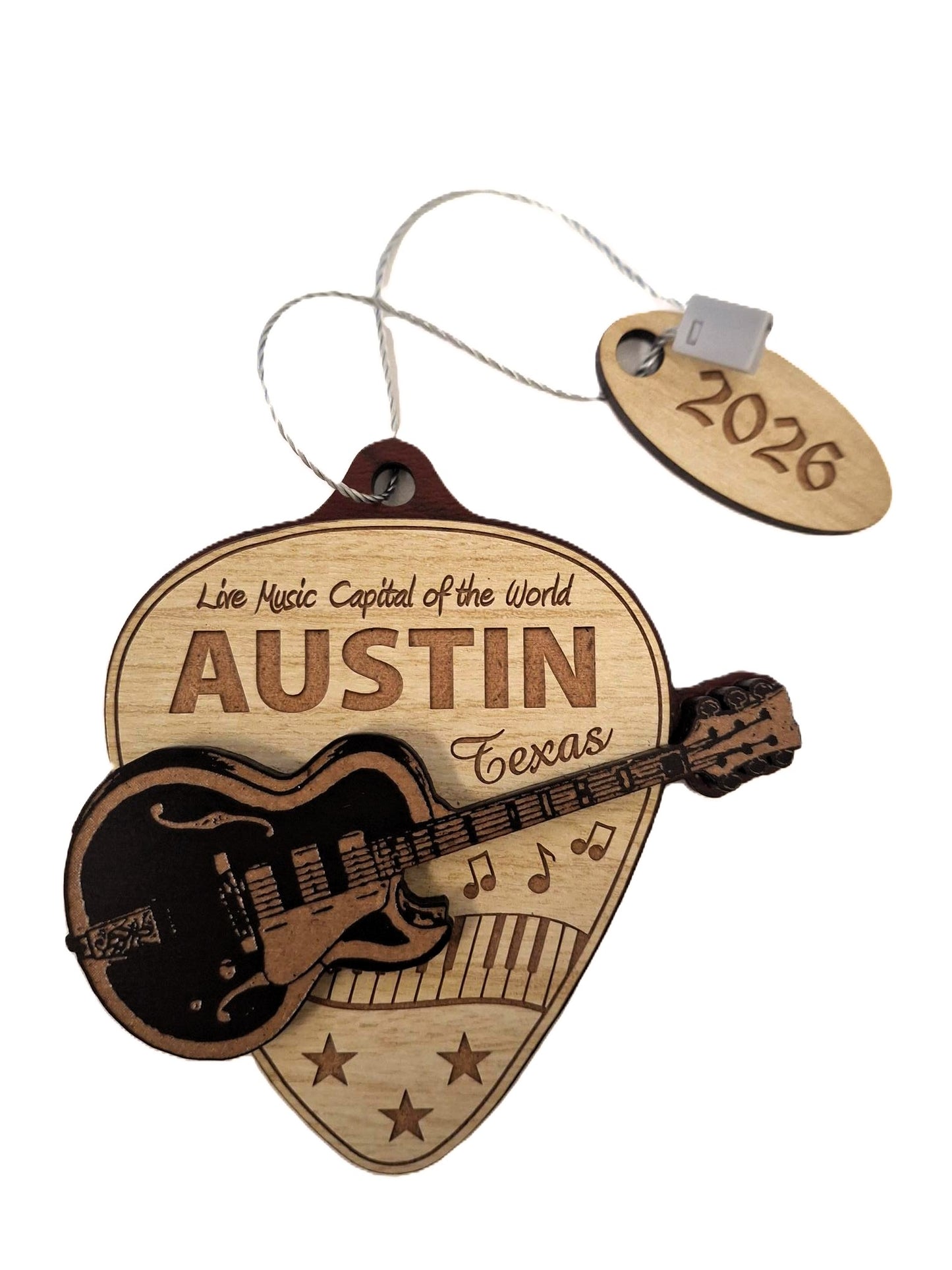 Live Music Capital 2026 Guitar Holiday Ornament